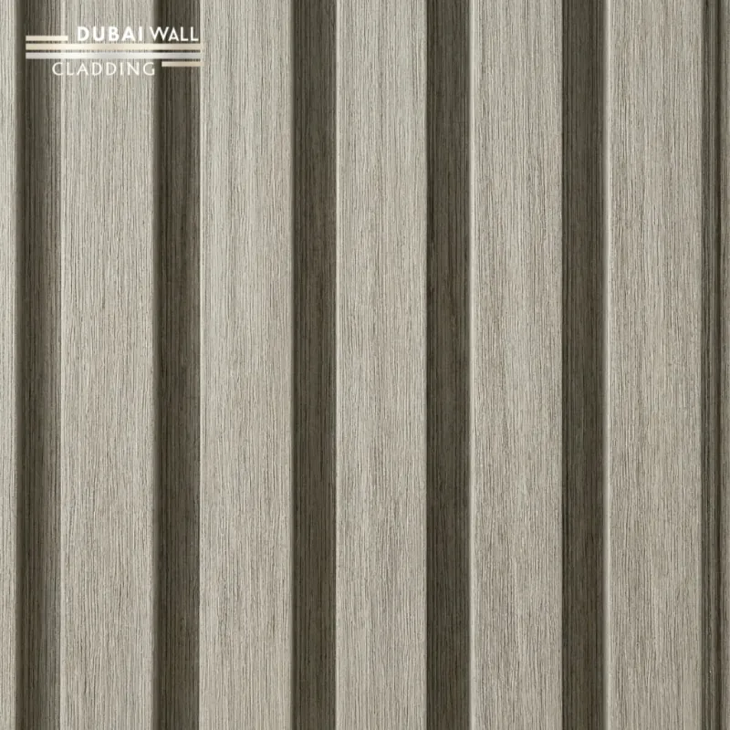 Close up macro detail of pale ash wood PVC cladding