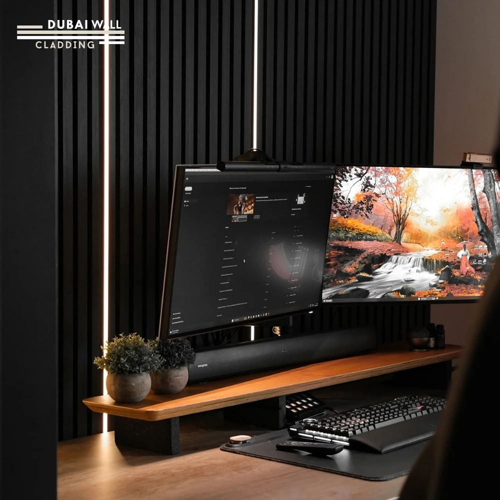 Side profile black acoustic panel.