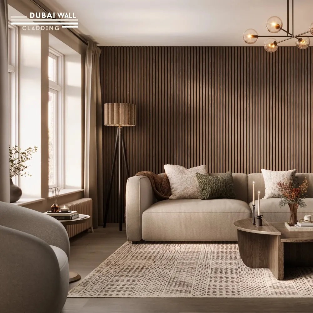 Deep walnut panel room installation.