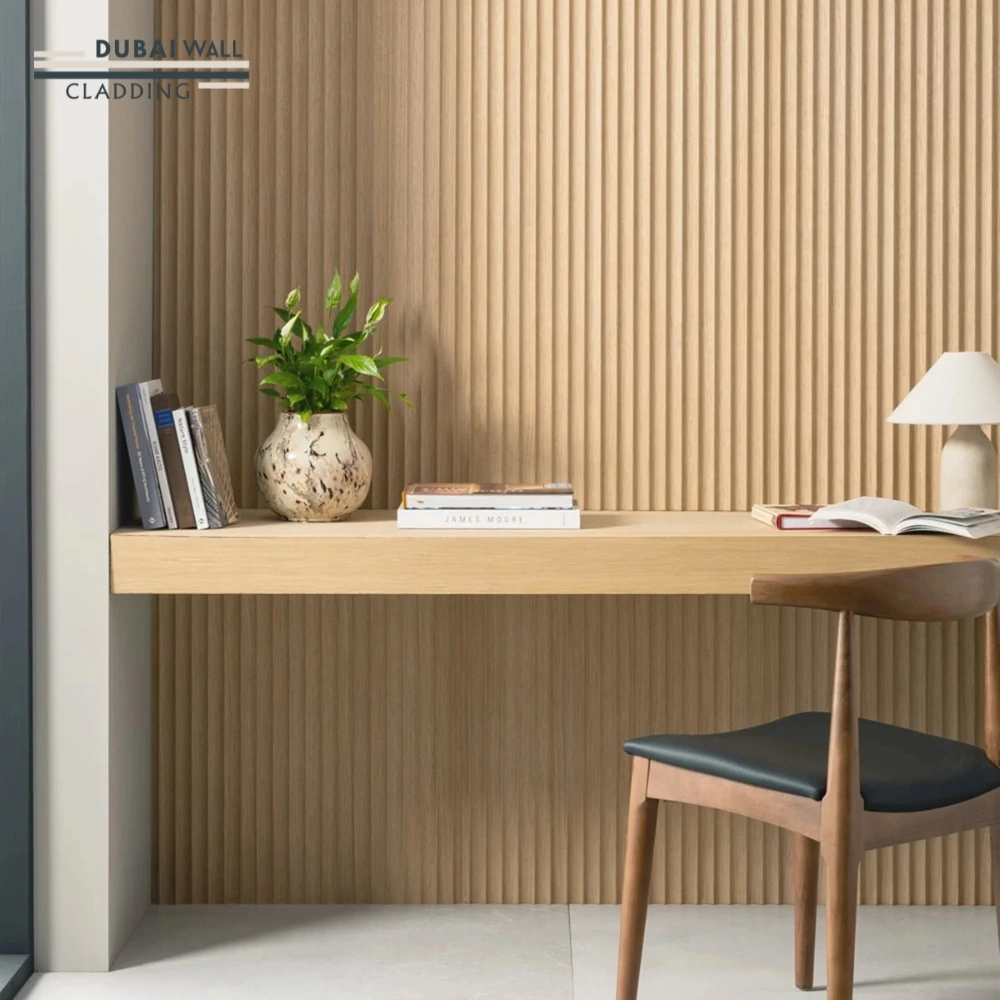 Oak fluted panel room installation.