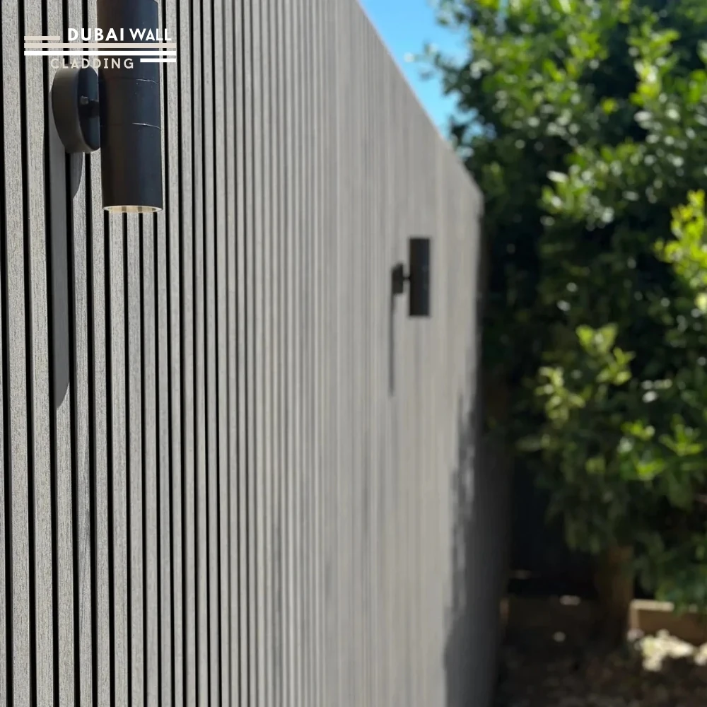 Grey oak cladding exterior installation.