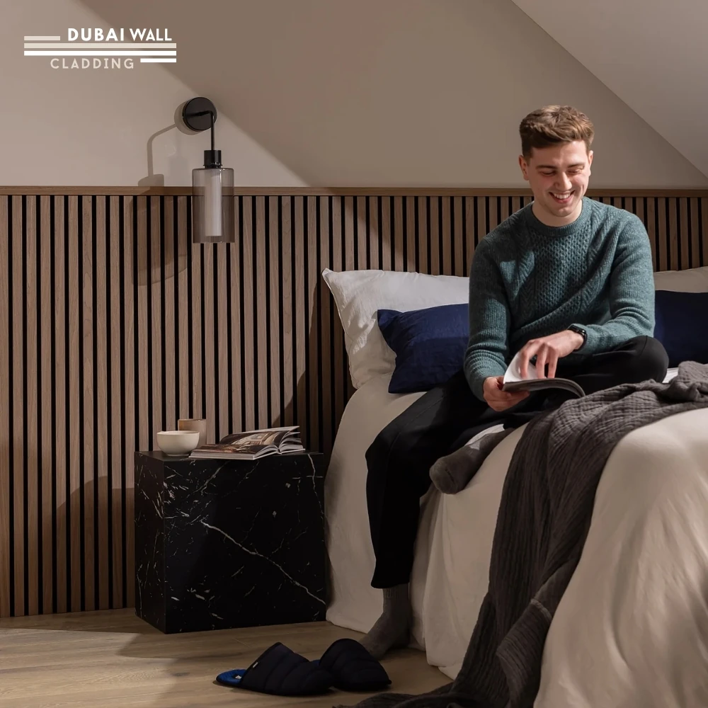 SlatWall Acoustic Half Height Walnut Panel
