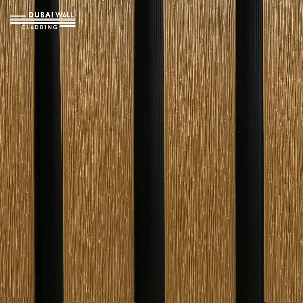 Side profile teak outdoor cladding.