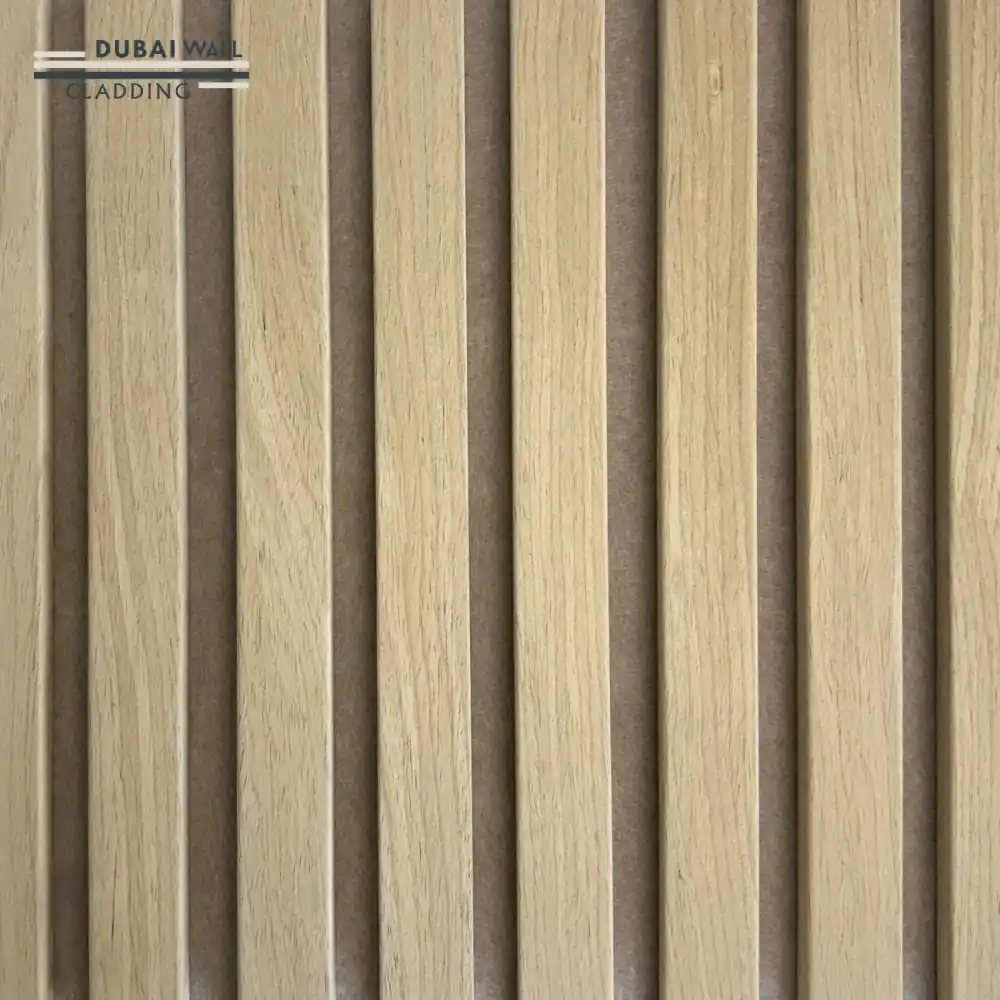 Side profile blonde acoustic panel.