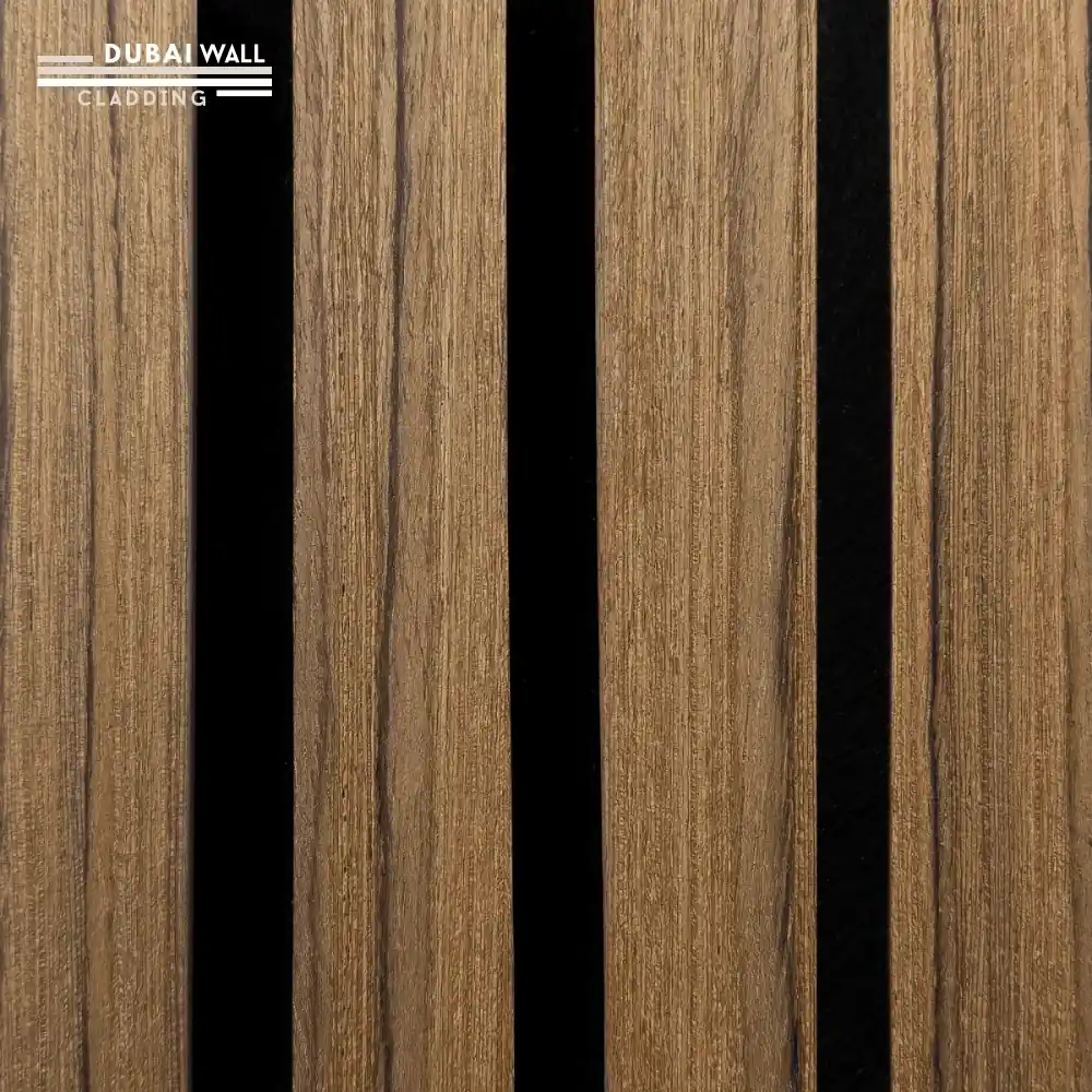 Side profile walnut acoustic panel.