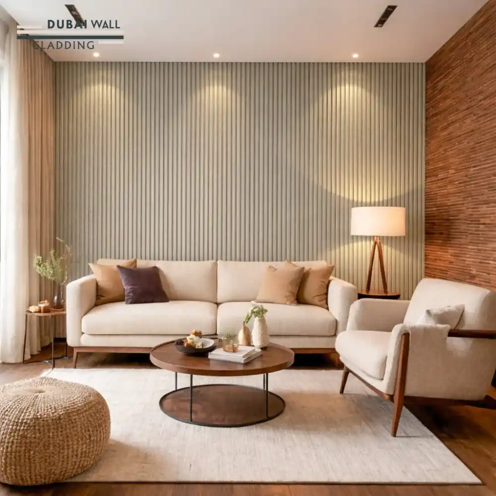 Light walnut panel room installation.