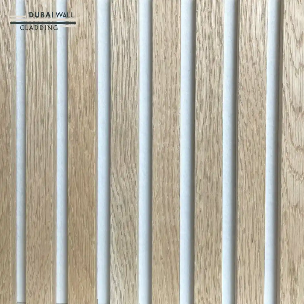 Side profile natural oak panel.