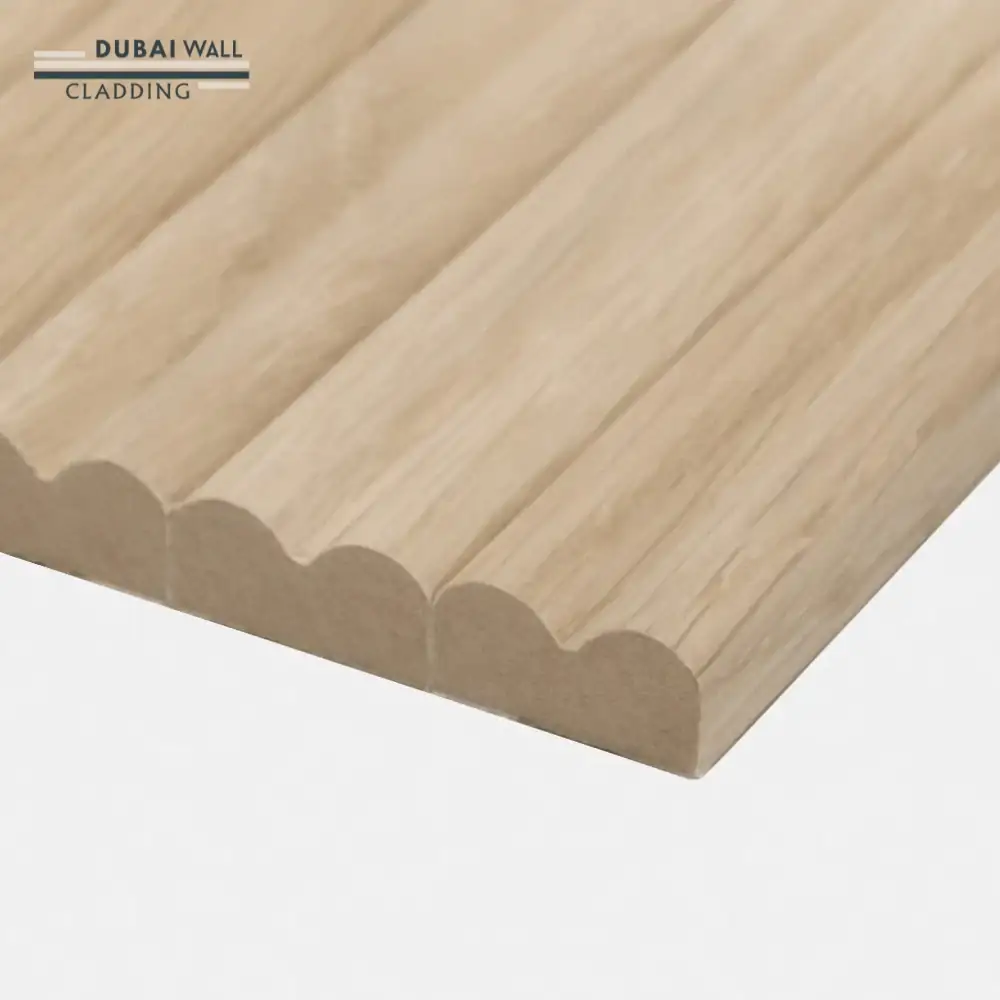Side profile oak fluted panel.