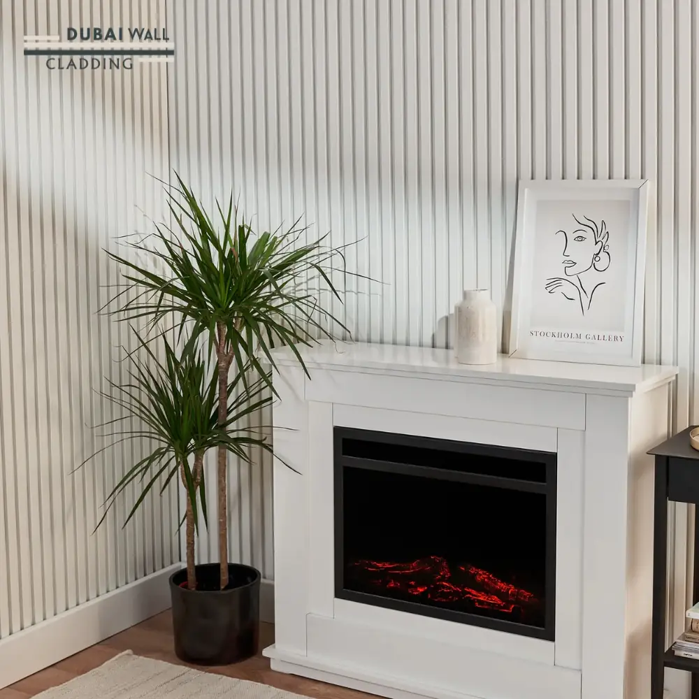 White slat feature wall panel