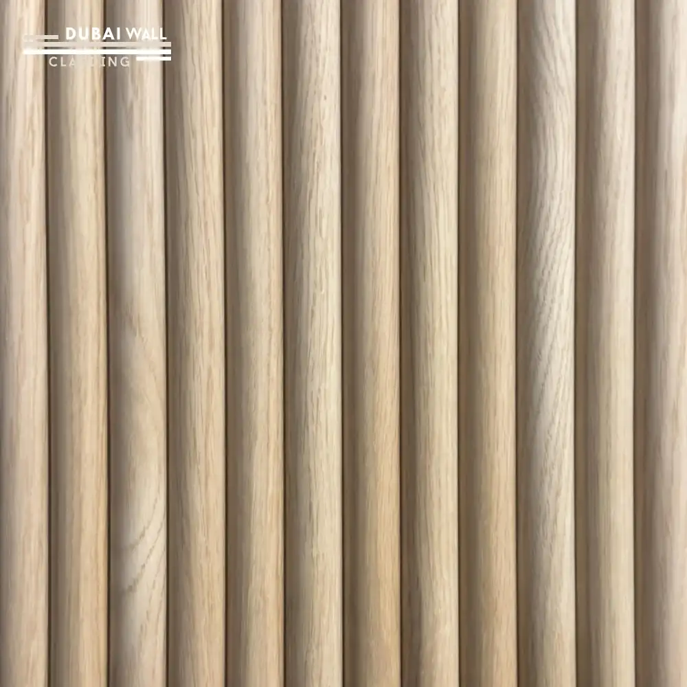 Modern round fluted wood cladding
