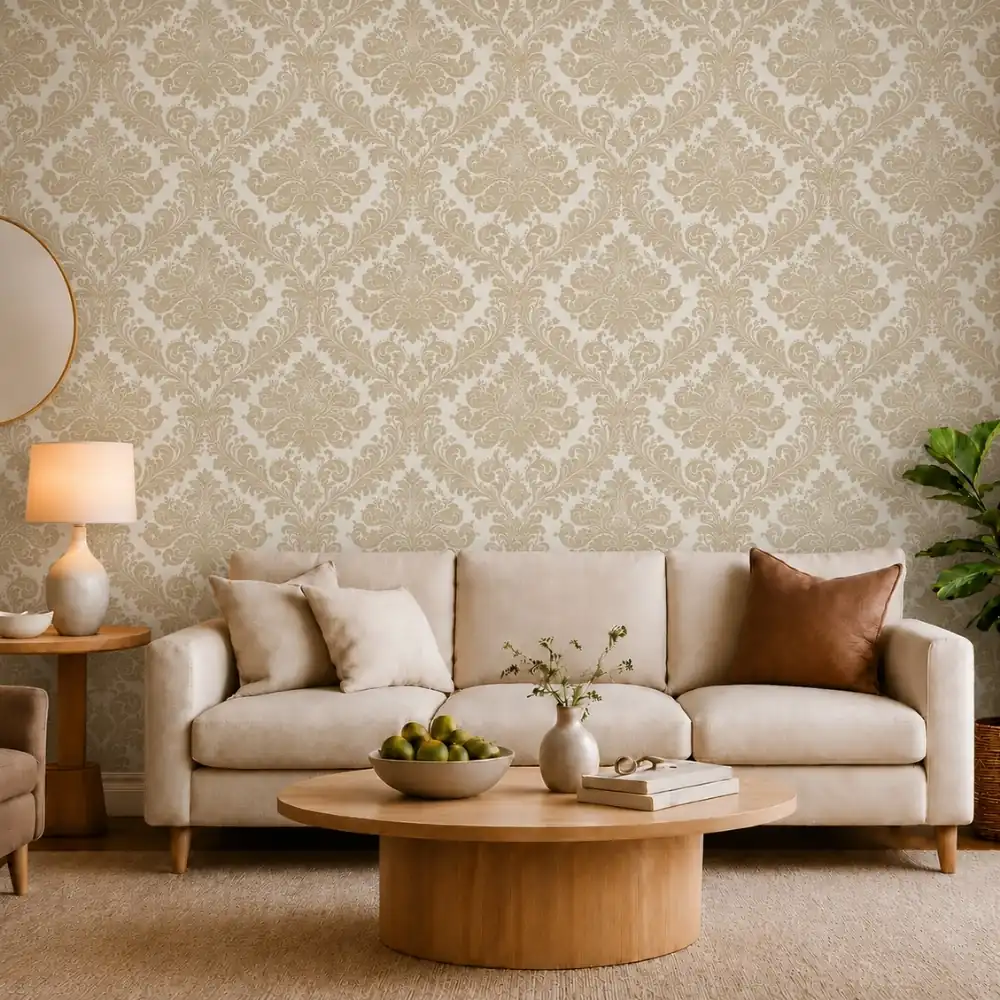 Antique Gold Damask Wallpaper