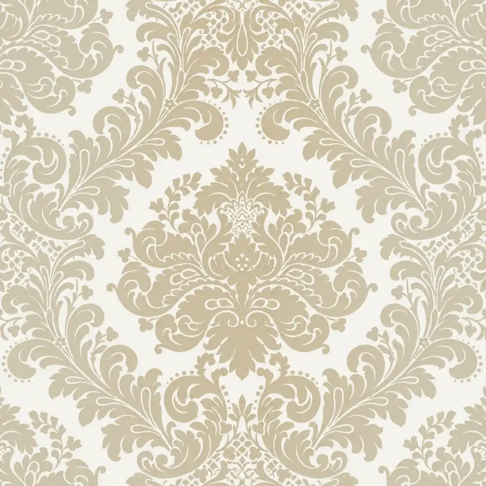 Chocolate Brown & Bronze Classic Damask wallpaper swatch