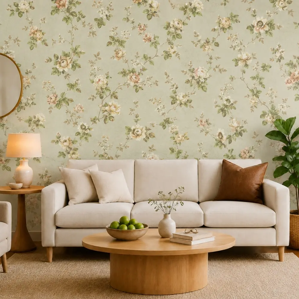 Buttercream Floral wallpaper swatch