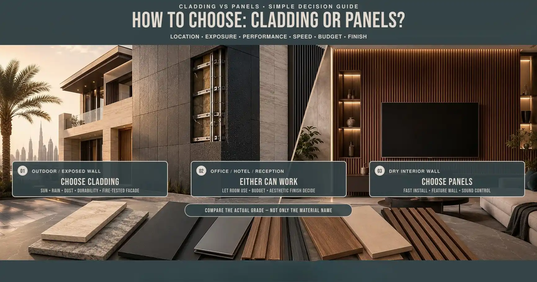 Wall Cladding vs Wall Panels in Dubai | Benefits, Costs and Best Uses Compared 14 Choose Wall Panel and Cladding