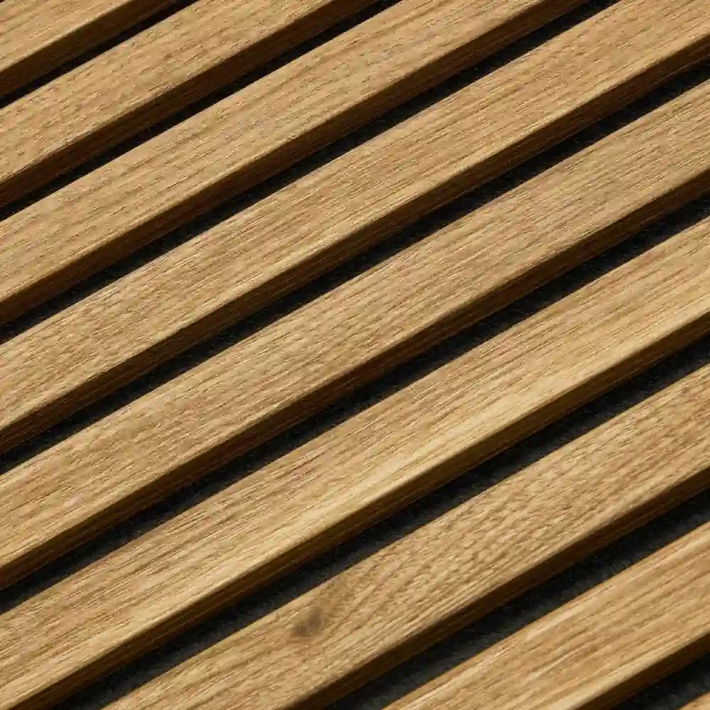 Diagonal oak slats close view