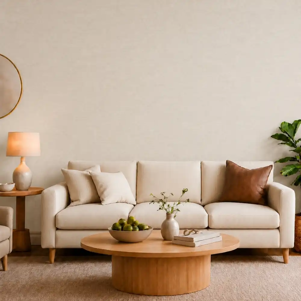 Soft Oatmeal Beige Textured wallpaper room preview