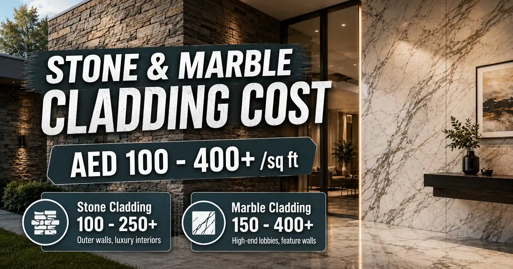 Wall Cladding Cost in Dubai – 2026 Price Guide 6 Stone Marble Cladding Cost Banner