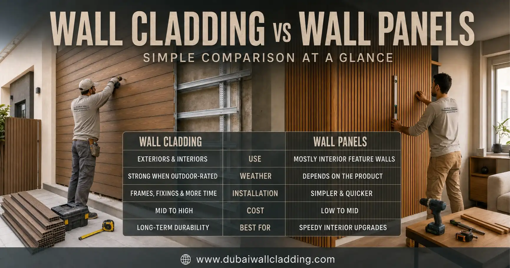 Wall Cladding vs Wall Panels in Dubai | Benefits, Costs and Best Uses Compared 3 Wall Cladding Versus Wall Panels