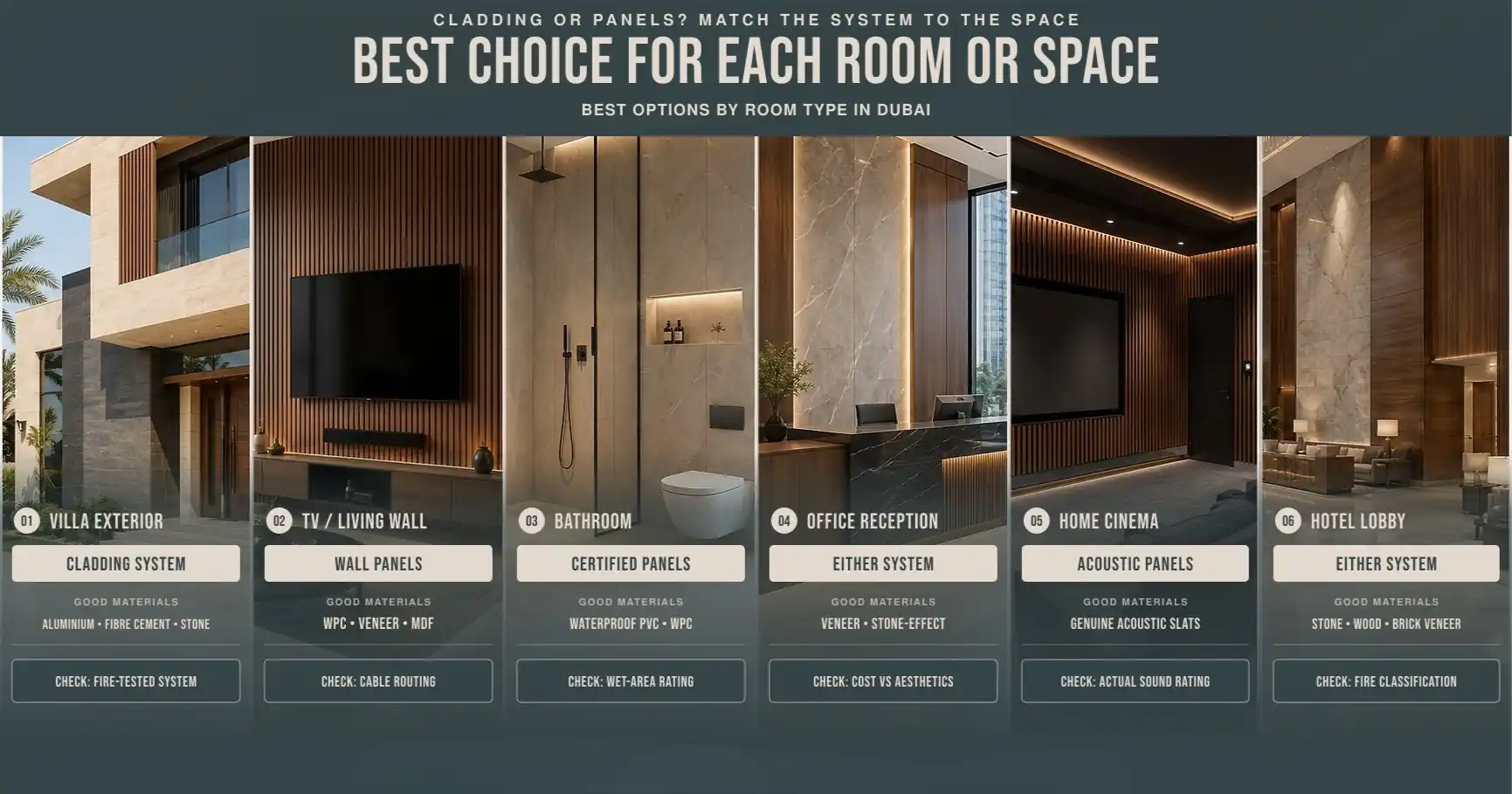 Wall Cladding vs Wall Panels in Dubai | Benefits, Costs and Best Uses Compared 13 Wall Panels and Cladding for each room