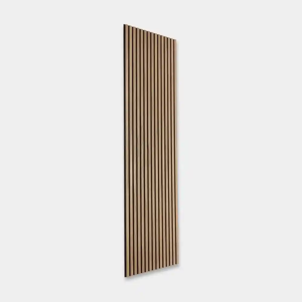 Diagonal walnut slats close view
