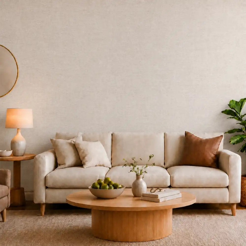 Warm Sand Beige Textured wallpaper room preview
