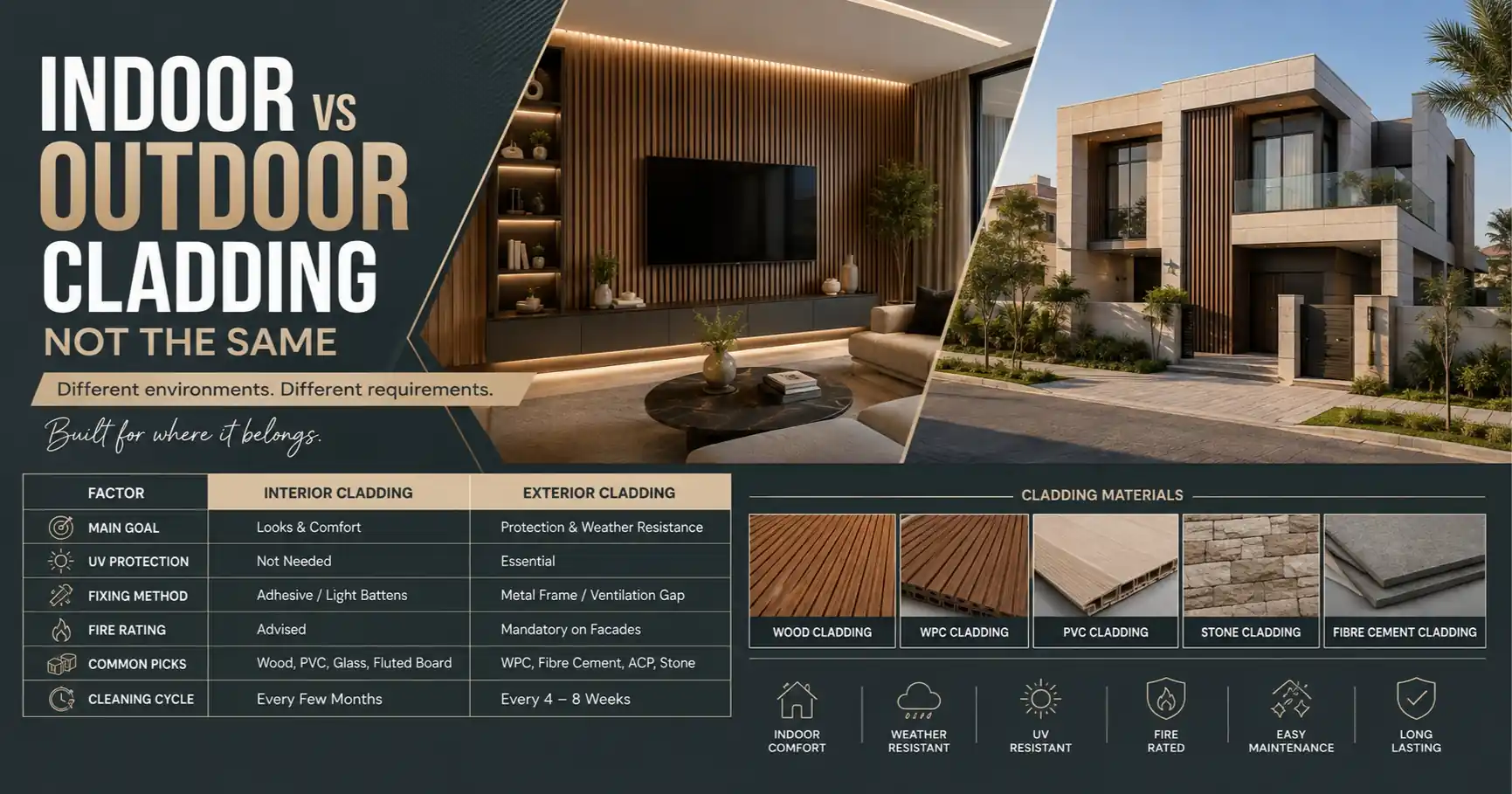 Indoor vs Outdoor Wall Cladding