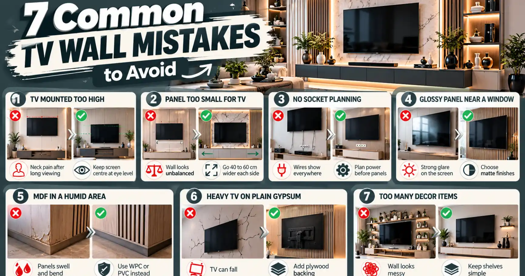 TV Wall Panel Design Ideas for Dubai Homes 11 7 Common TV Wall Mistakes to Avoid