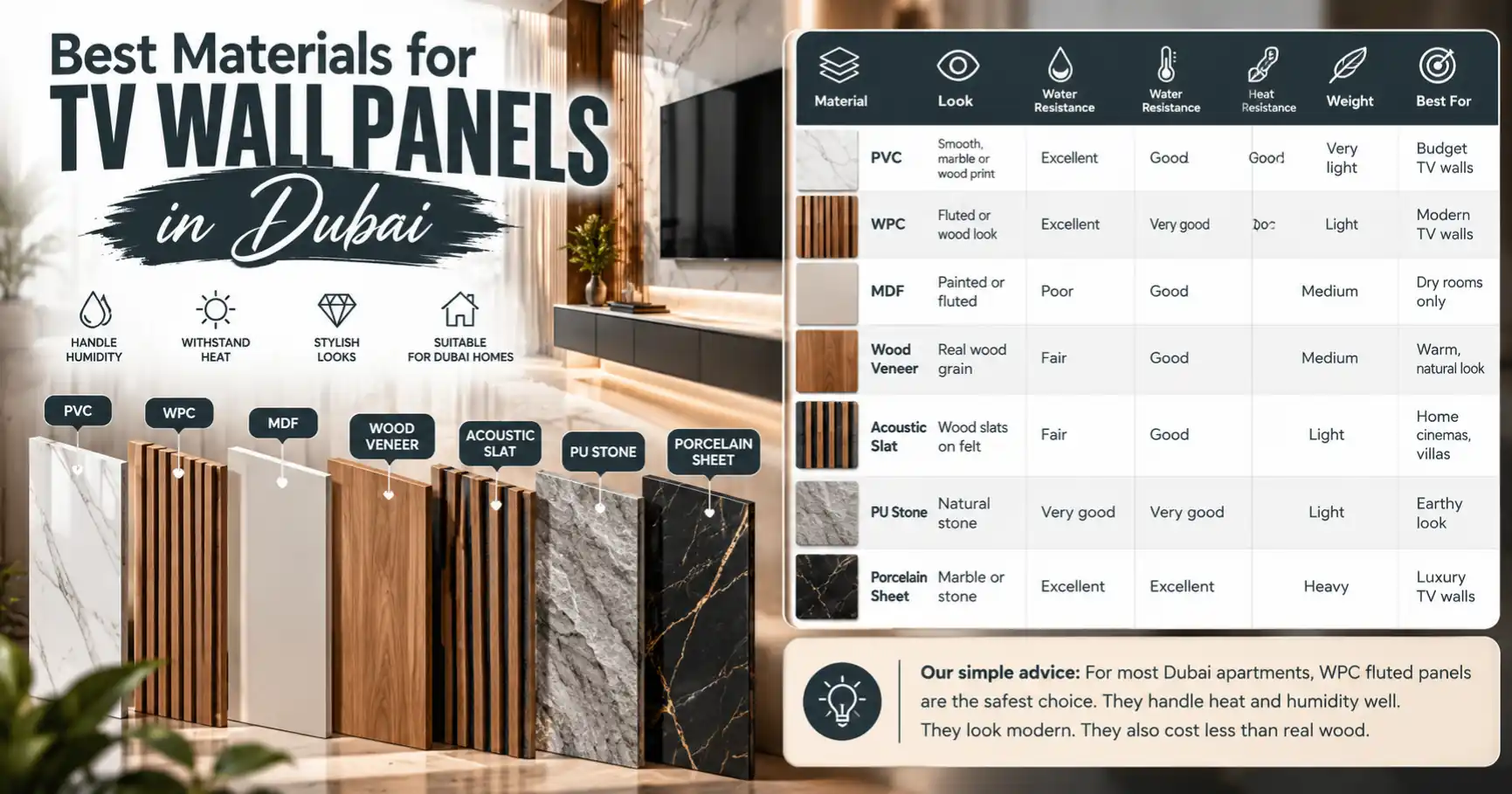 TV Wall Panel Design Ideas for Dubai Homes 4 Best Materials for TV Wall Panels