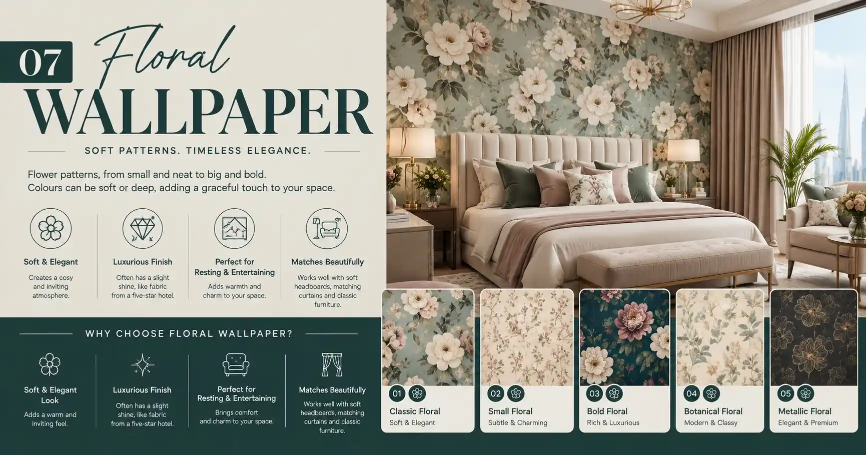 10 Luxury Wallpaper Ideas for Dubai Villas 8 Floral Wallpaper Dubai Interiors