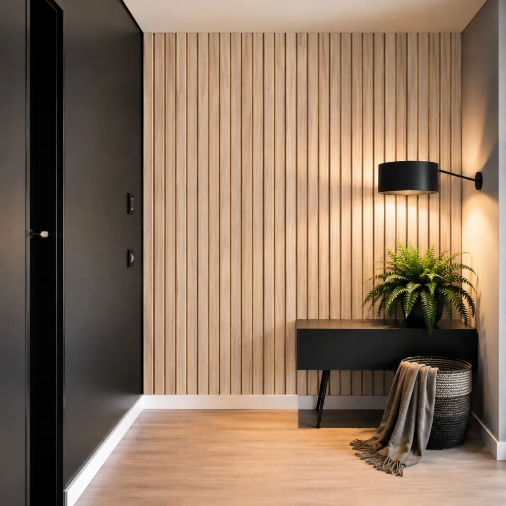 Light Oak Slat Wall Panel 1 Light oak slat wall panel Dubai