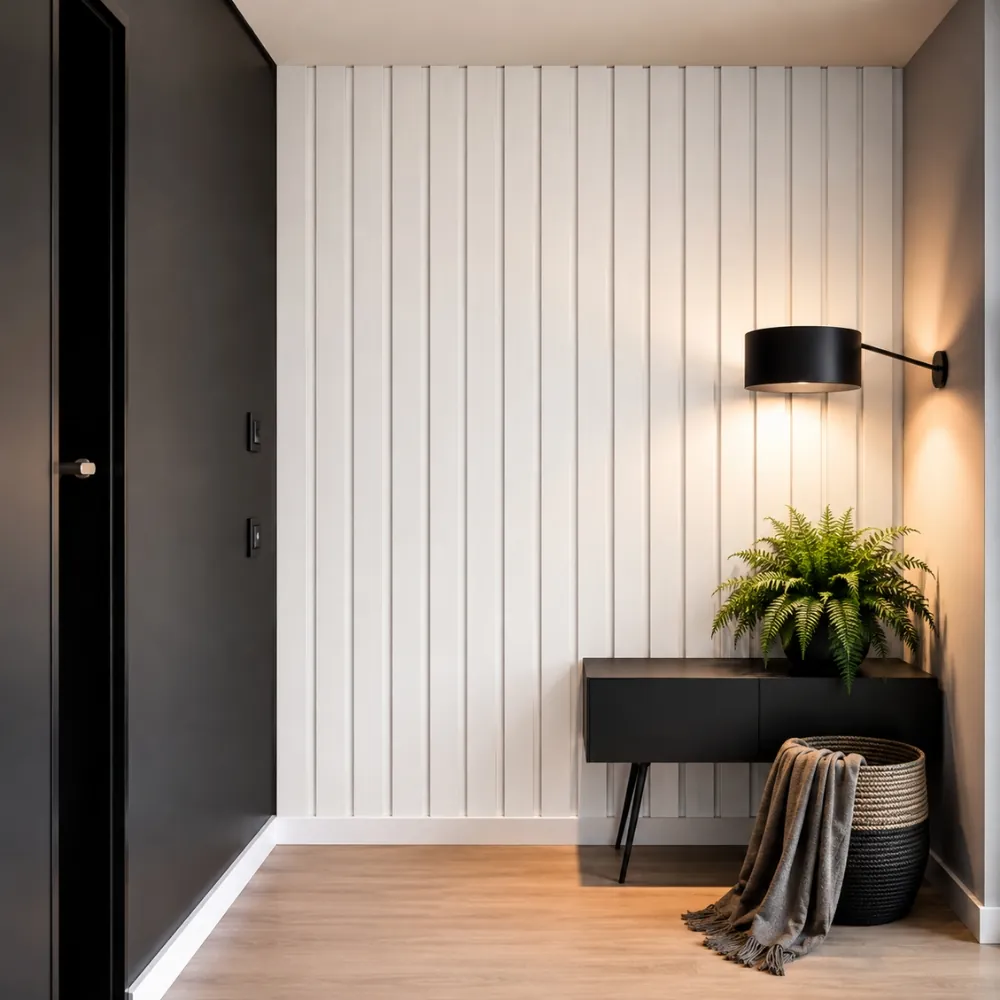 Matte White Slat Wall Panel 1 White slat wall panel Dubai