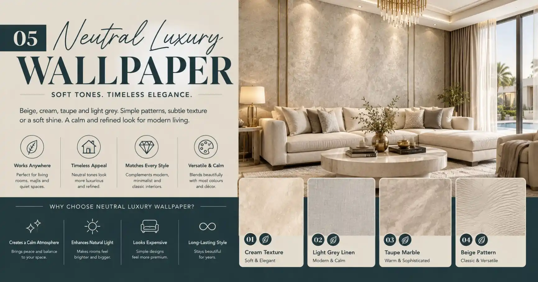 10 Luxury Wallpaper Ideas for Dubai Villas 6 Neutral Luxury Wallpaper Design