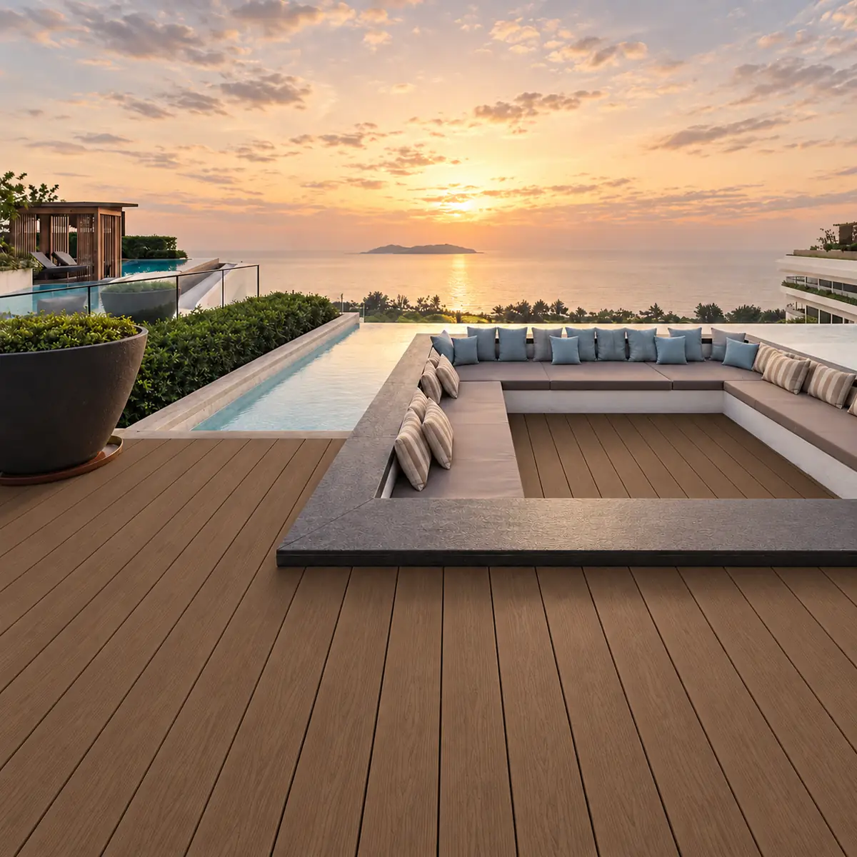 Capped Woodgrain Composite Decking Seaview