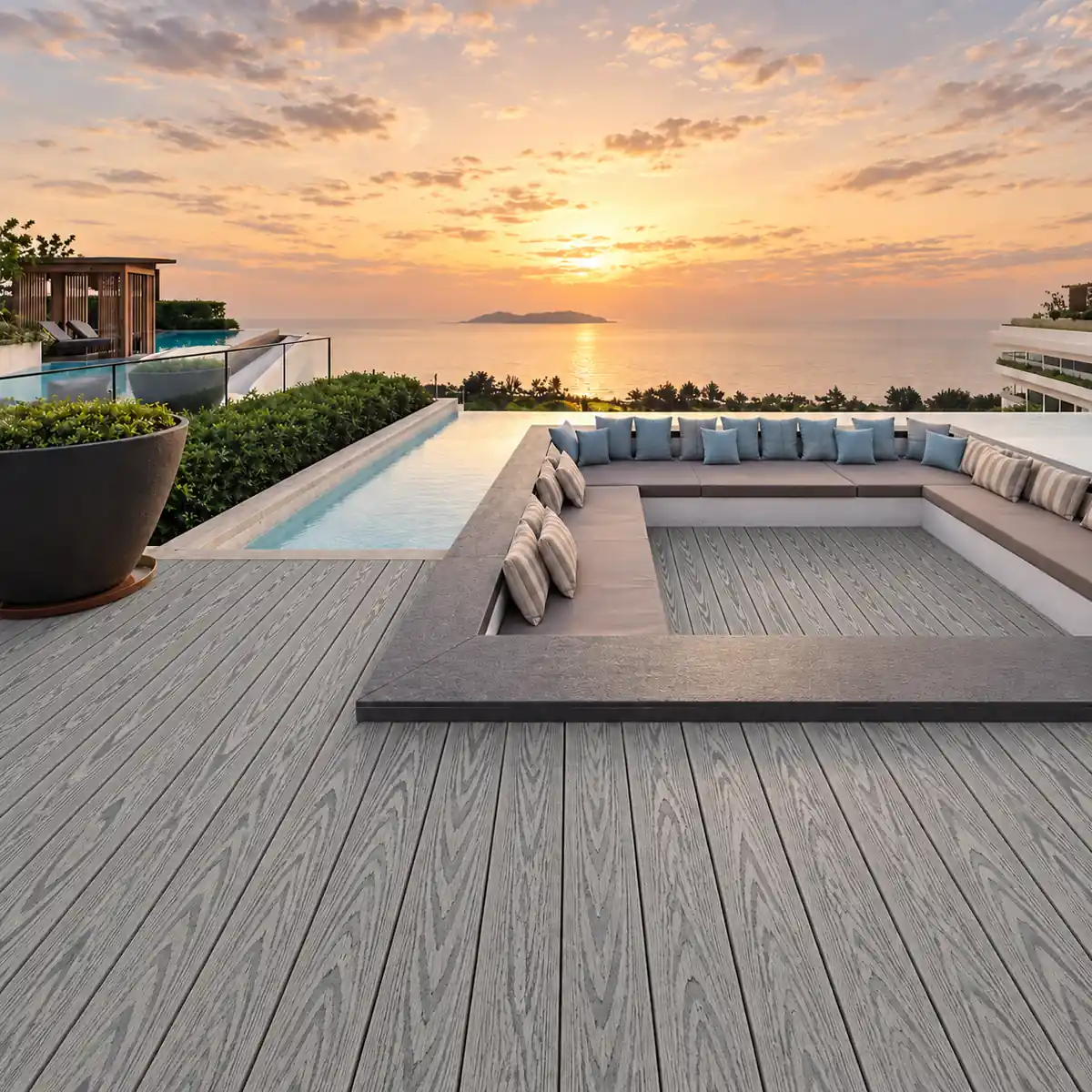 Embossed Woodgrain Composite Decking Seaview