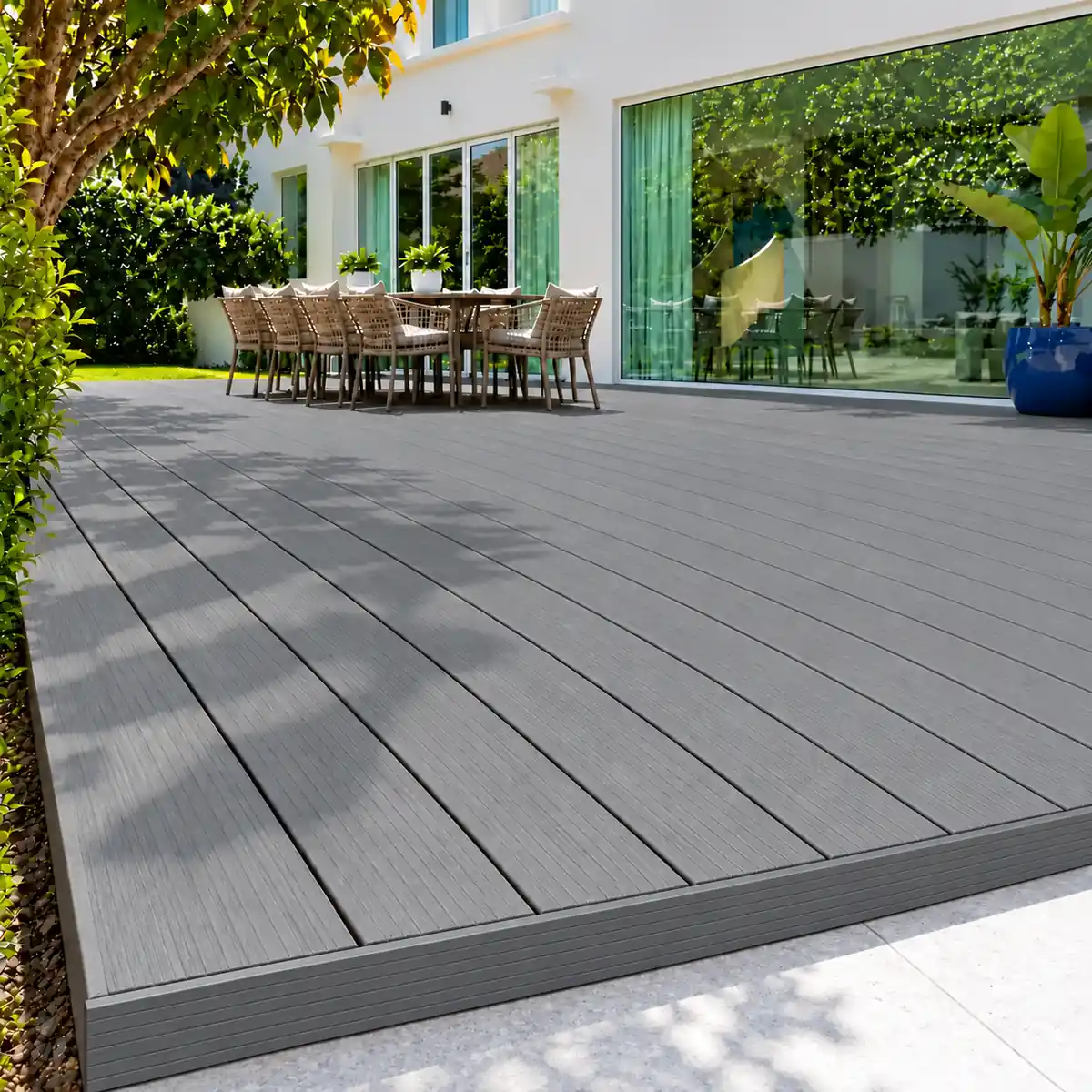 Grey Grooved Composite Skirting Trim