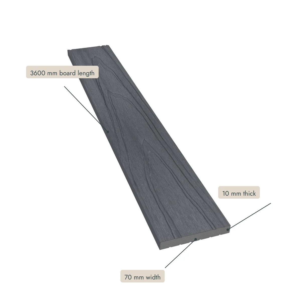 Grey Composite Skirting Trim Dimensions