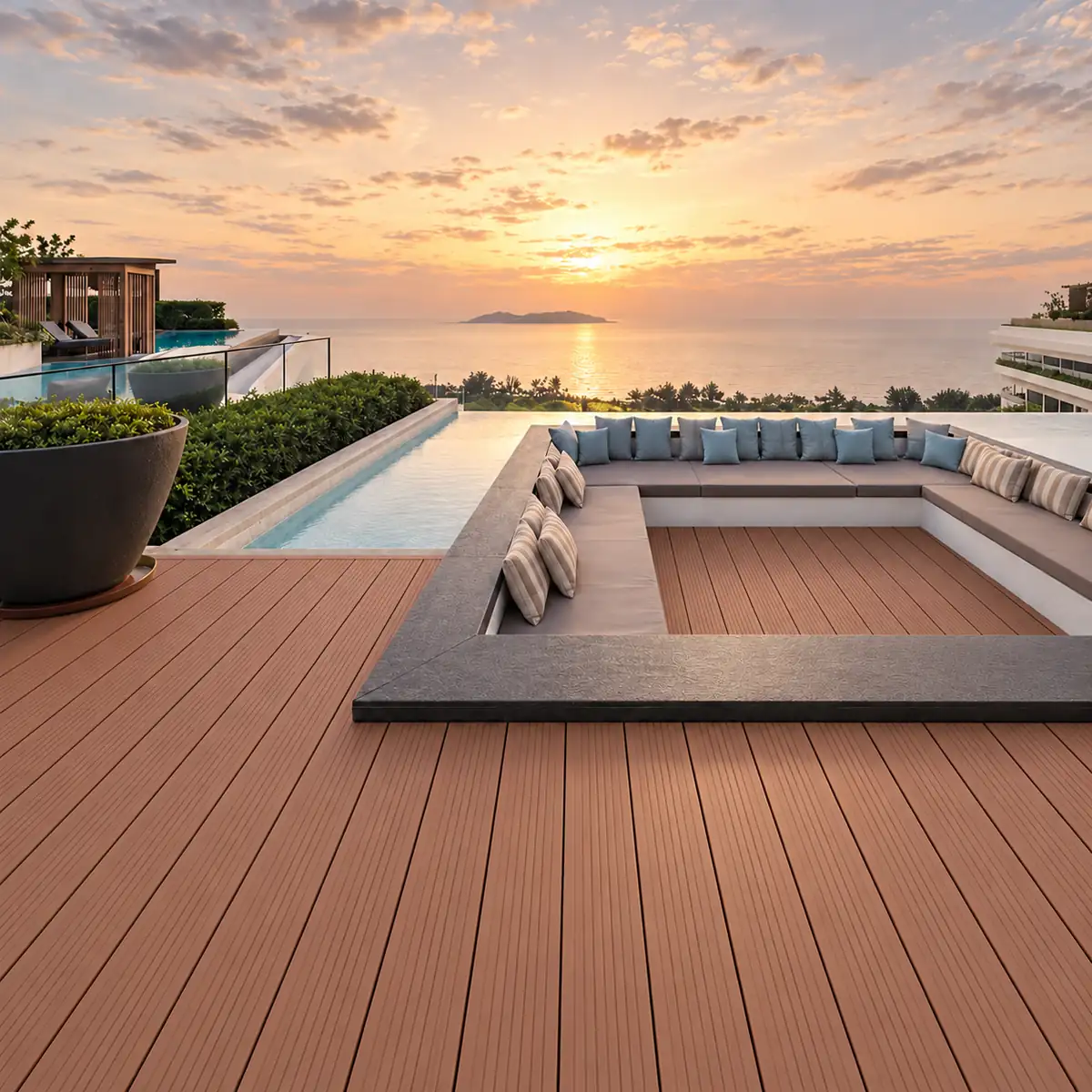 Redwood Grooved Composite Decking Seaview