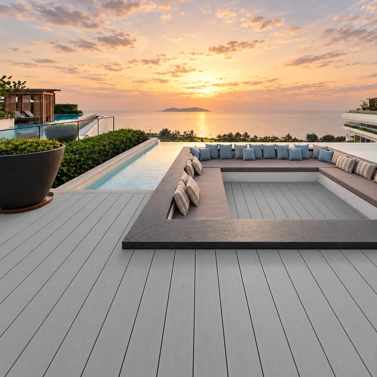 Light Grey Wide Grooved Decking